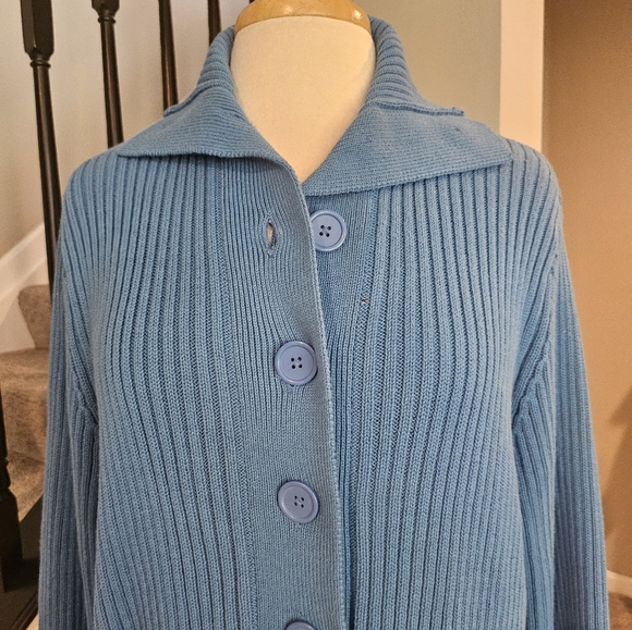 Relativity Woman – Lakeside Blue Ribbed Cardigan Sweater (Size 1X) - Picture 3 of 16